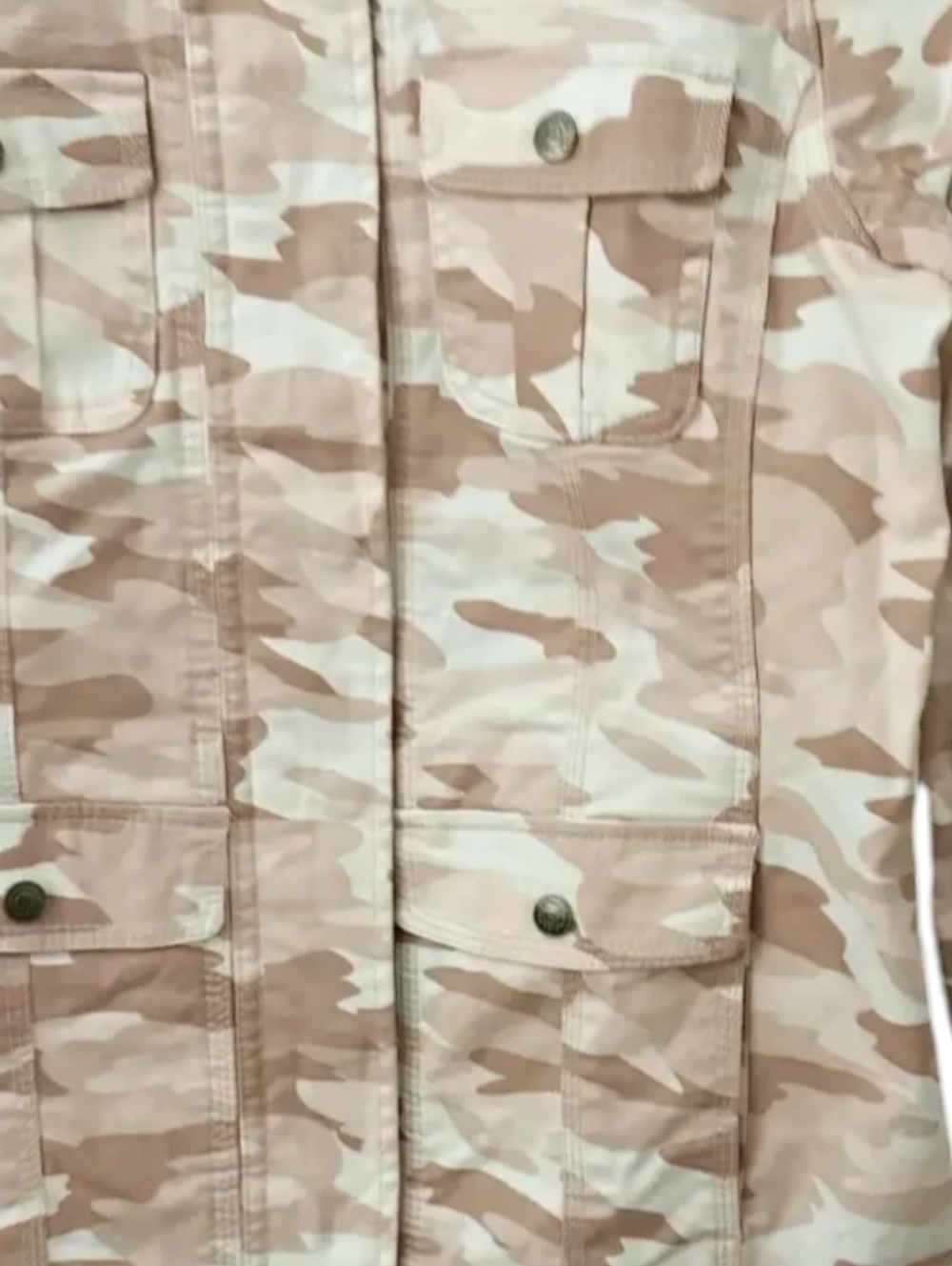 Neutral Light Desert Camouflage Safari Cargo Pockets Utility Light Jacket Sz S - Picture 6 of 10